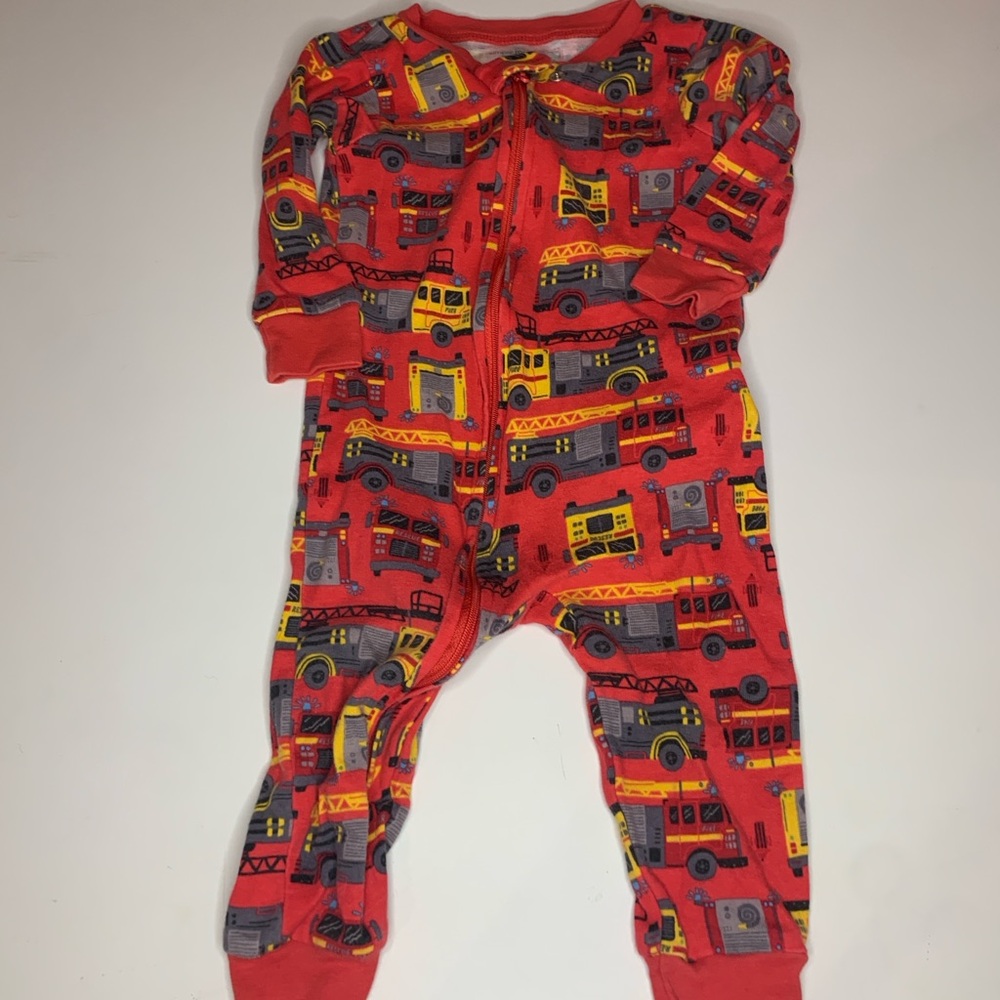 3 for $10 SimpleJoys by Carter Red Fire Truck Kids Footie Sleeper 6-9M